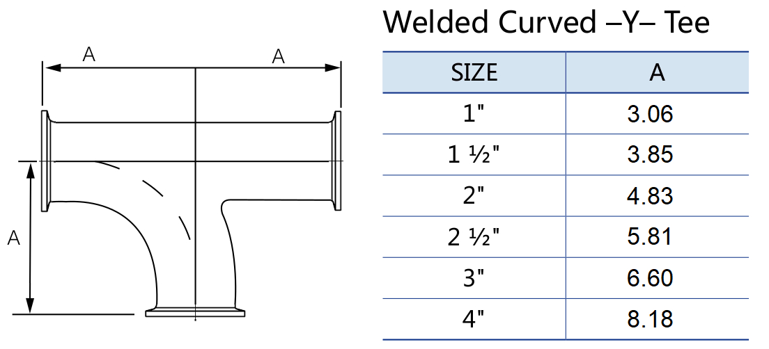 Tee Y curve 1 1 / 2